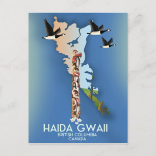 haida gwaii British Columbia Canadian map Postcard