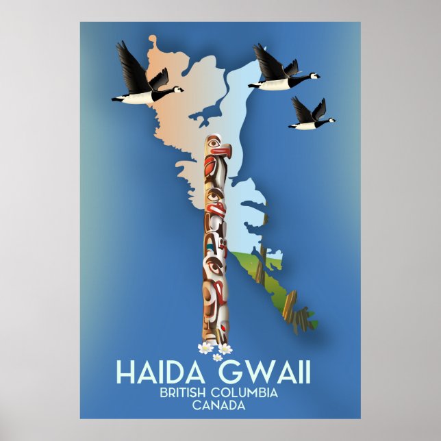 haida gwaii British Columbia Canadian map Poster (Front)