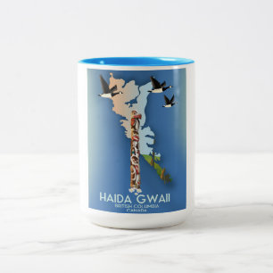 haida gwaii British Columbia Canadian map Two-Tone Coffee Mug