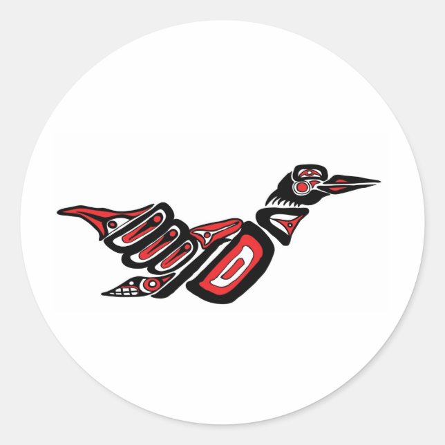 Haida Loon Classic Round Sticker (Front)