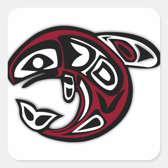 Haida Orca Pacific Northwest Coast Killer Whale Square Sticker (Front)