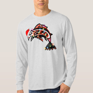 Haida Salmon Spirit Animal With Christmas Lights T-Shirt