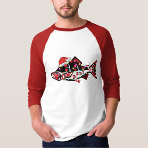 Haida Salmon Spirit Animal With Christmas Lights T-Shirt