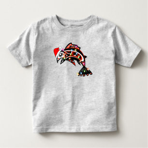 Haida Salmon Spirit Animal With Christmas Lights Toddler T-Shirt
