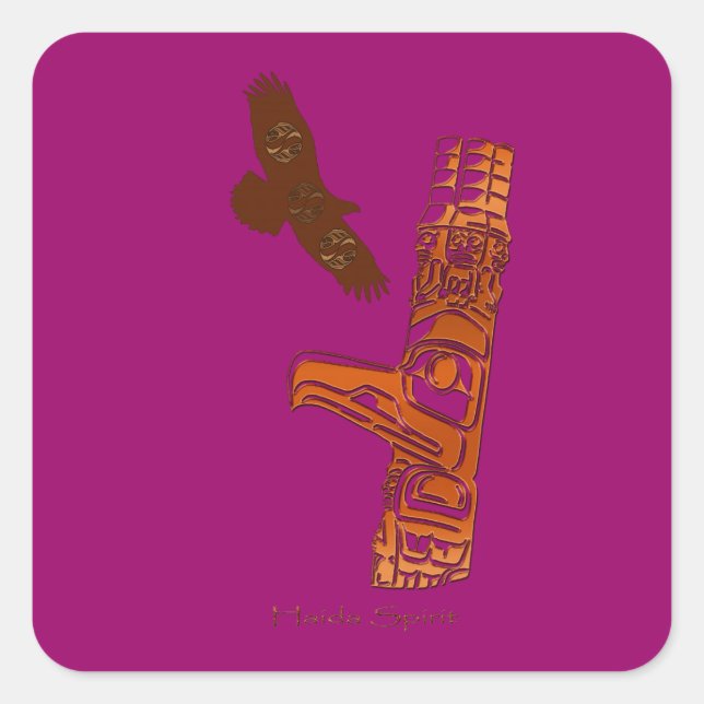 HAIDA SPIRIT Eagle & Totem Pole Art Stickers (Front)