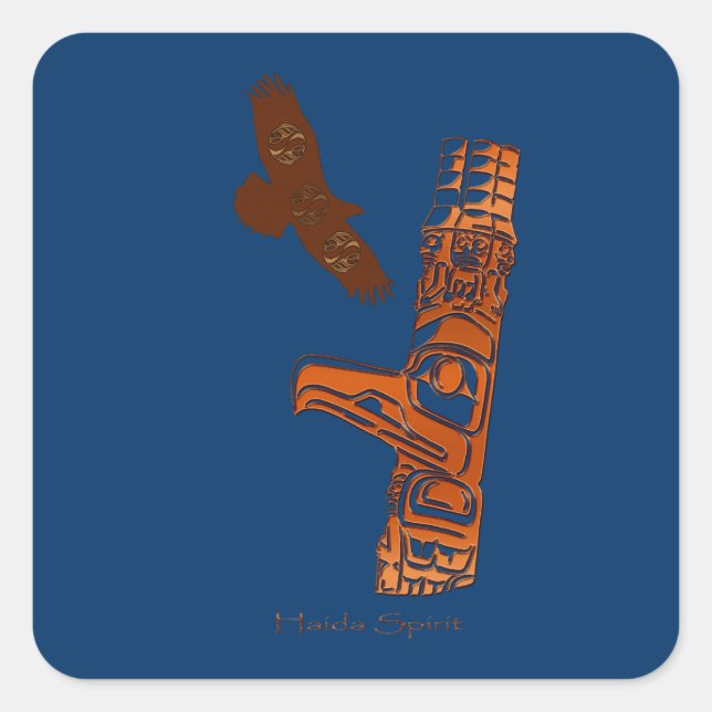 HAIDA SPIRIT Eagle & Totem Pole Art Stickers (Front)