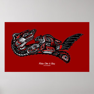 "HAIDA SPIRIT" Mother Otter & Baby Haida Art Print
