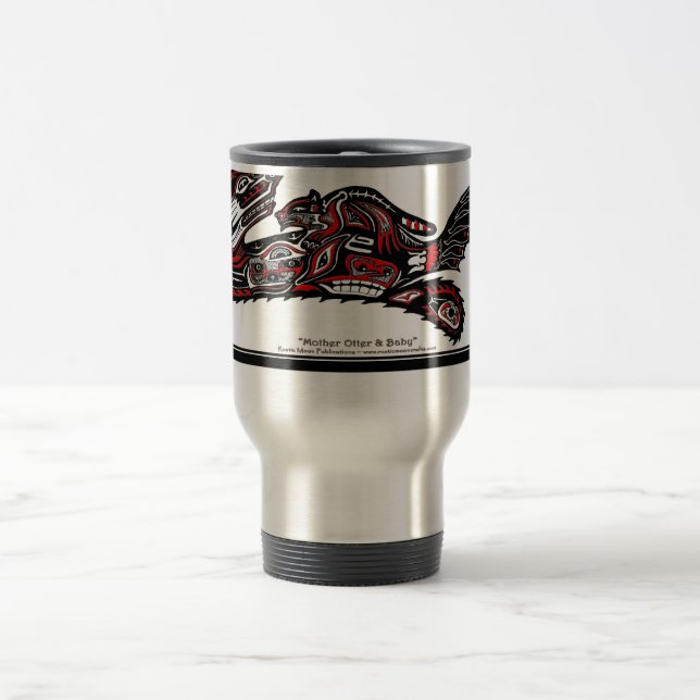 "HAIDA SPIRIT MUG" Native American-style Otter Art Travel Mug (Center)