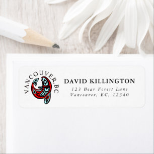 Haida Style Killer Whale Vancouver BC Orca Art Return Address Label