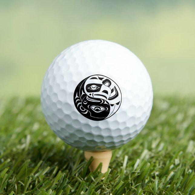 Haida Thunderbird Black And White Eagle Circle Golf Balls (Insitu Tee)