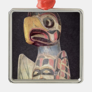 Haida 'Thunderbird' statue (painted wood) Metal Ornament