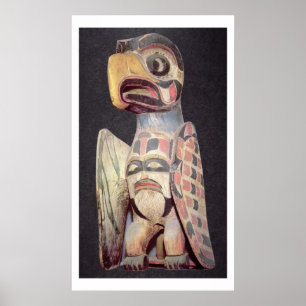Haida 'Thunderbird' statue (painted wood) Poster