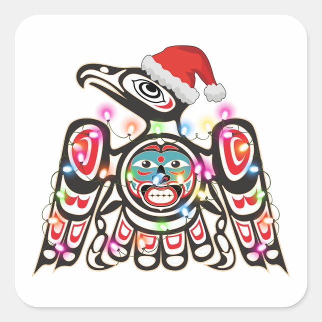 Haida Thunderbird Symbolism Ornament Target Christ Square Sticker (Front)