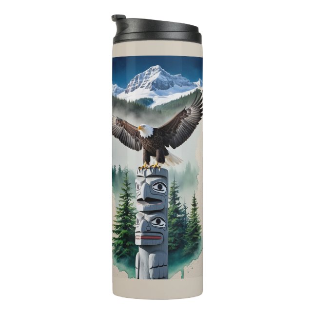 Haida Totem and Bald Eagle Thermal Tumbler (Rotated Right)