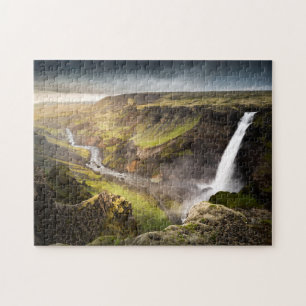 Haifoss Waterfall   Summer in Iceland Jigsaw Puzzle