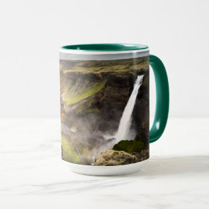 Haifoss Waterfall Summer in Iceland Mug