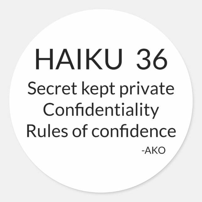 HAIKU 36 CLASSIC ROUND STICKER (Front)