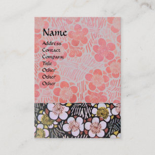 HAIKU / BLACK WHITE GREY PINK SPRING FLOWERS BUSINESS CARD