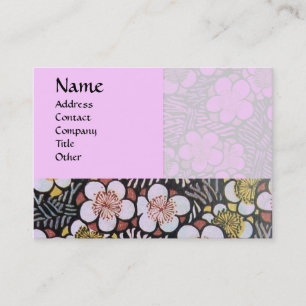 HAIKU / BLACK WHITE GREY PINK SPRING FLOWERS BUSINESS CARD