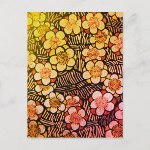 HAIKU/ BLACK WHITE PINK YELLOW SPRING FLOWERS POSTCARD