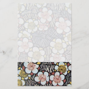 HAIKU/ BLACK WHITE PINK YELLOW SPRING FLOWERS STATIONERY