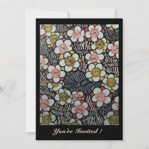 HAIKU/ BLACK WHITE YELLOW PINK SPRING FLOWERS INVITATION