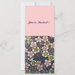 HAIKU/ BLACK WHITE YELLOW PINK SPRING FLOWERS INVITATION