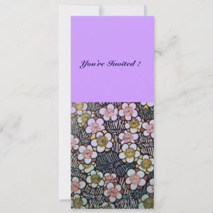 HAIKU/ BLACK WHITE YELLOW PURPLE SPRING FLOWERS INVITATION
