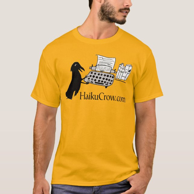 Haiku Crow Typing T-Shirt (Front)