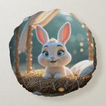 Haiku the Bunny Round Pillow
