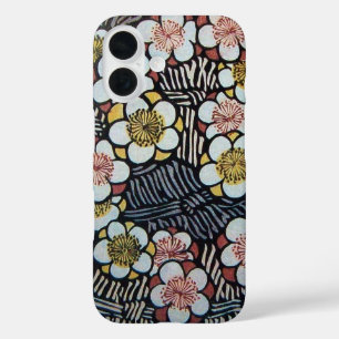 HAIKU,WHITE SPRING FLOWERS Antique Japanese Floral iPhone 16 Case