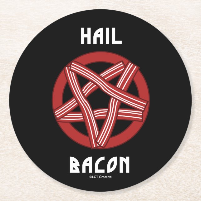 Hail Bacon Round Paper Coaster (Front)