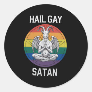 Hail Gay Satan Funny Goth Gothic Goat LGBTQ Classic Round Sticker