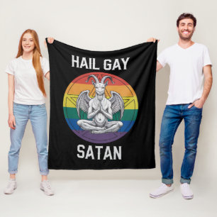 Hail Gay Satan Funny Goth Gothic Goat LGBTQ Fleece Blanket