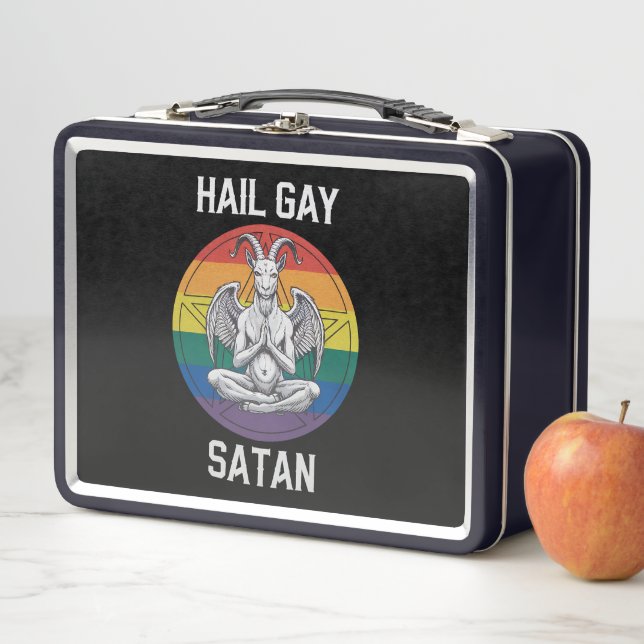 Hail Gay Satan Funny Goth Gothic Goat LGBTQ Metal Lunch Box (In Situ)