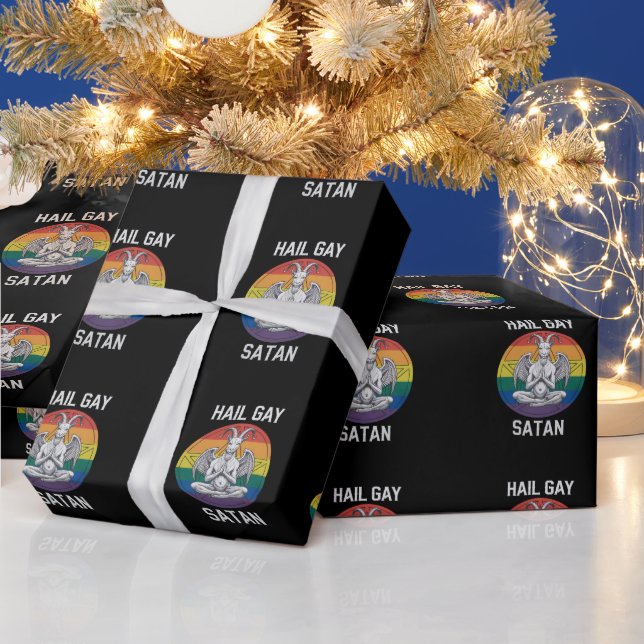 Hail Gay Satan Funny Goth Gothic Goat LGBTQ Wrapping Paper (Holidays)