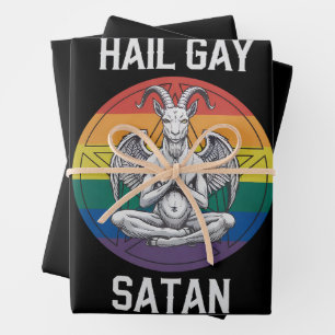 Hail Gay Satan Funny Goth Gothic Goat LGBTQ Wrapping Paper Sheet