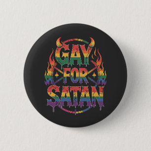 Hail Gay Satan Rainbow Baphomet Devil Goat LGBTQ 6 Cm Round Badge