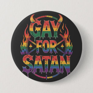 Hail Gay Satan Rainbow Baphomet Devil Goat LGBTQ 7.5 Cm Round Badge