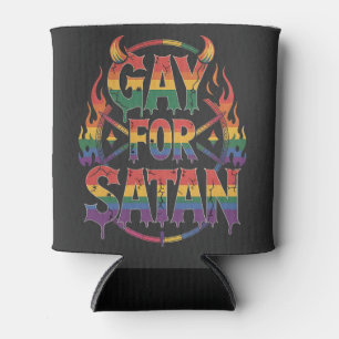 Hail Gay Satan Rainbow Baphomet Devil Goat LGBTQ Can Cooler