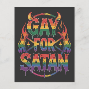 Hail Gay Satan Rainbow Baphomet Devil Goat LGBTQ Flyer