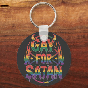 Hail Gay Satan Rainbow Baphomet Devil Goat LGBTQ  Key Ring
