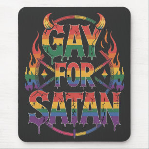 Hail Gay Satan Rainbow Baphomet Devil Goat LGBTQ Mouse Pad