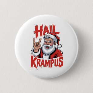 Hail Krampus Devil Horn Krampus Rock 6 Cm Round Badge