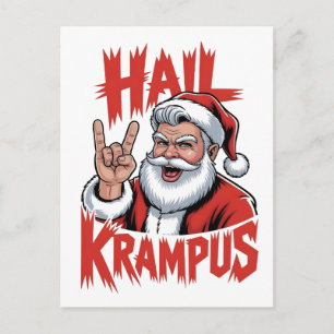Hail Krampus Devil Horn Krampus Rock Postcard