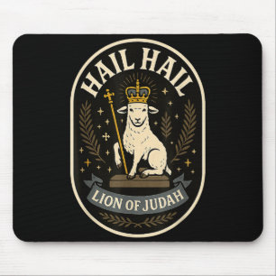 Hail Lion Of Judah - Bold Emblem Jesus Christian R Mouse Pad