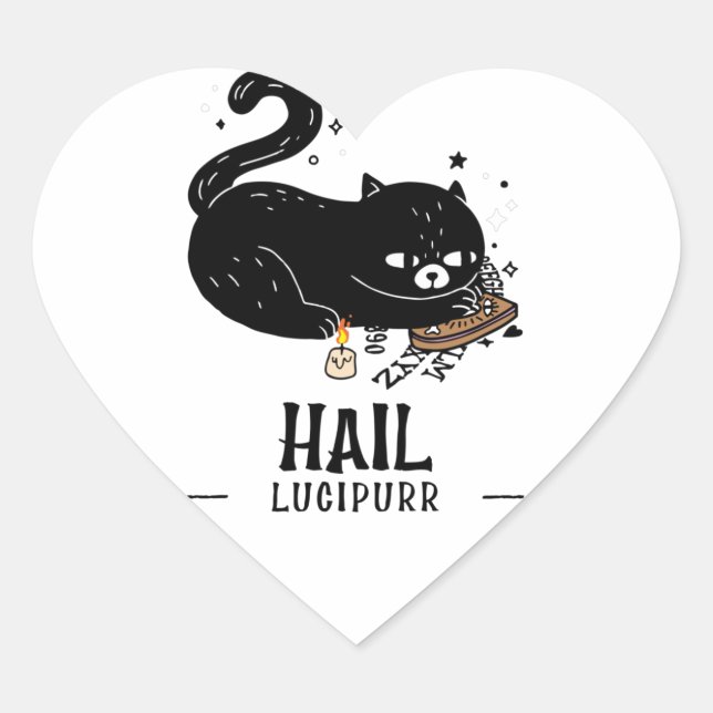 Hail Lucipurr Heart Sticker (Front)