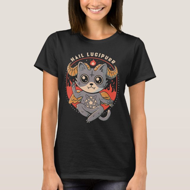 Hail Lucipurr Satan Cat Cat T-Shirt (Front)
