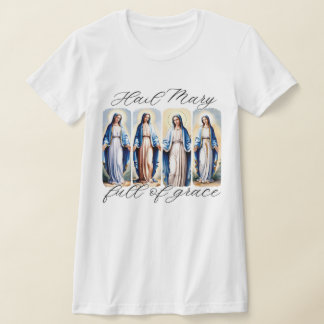 Hail Mary Catholic Brushstroke Watercolor T-Shirt