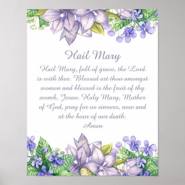 Hail Mary Catholic Prayer Christian Poster (Front)